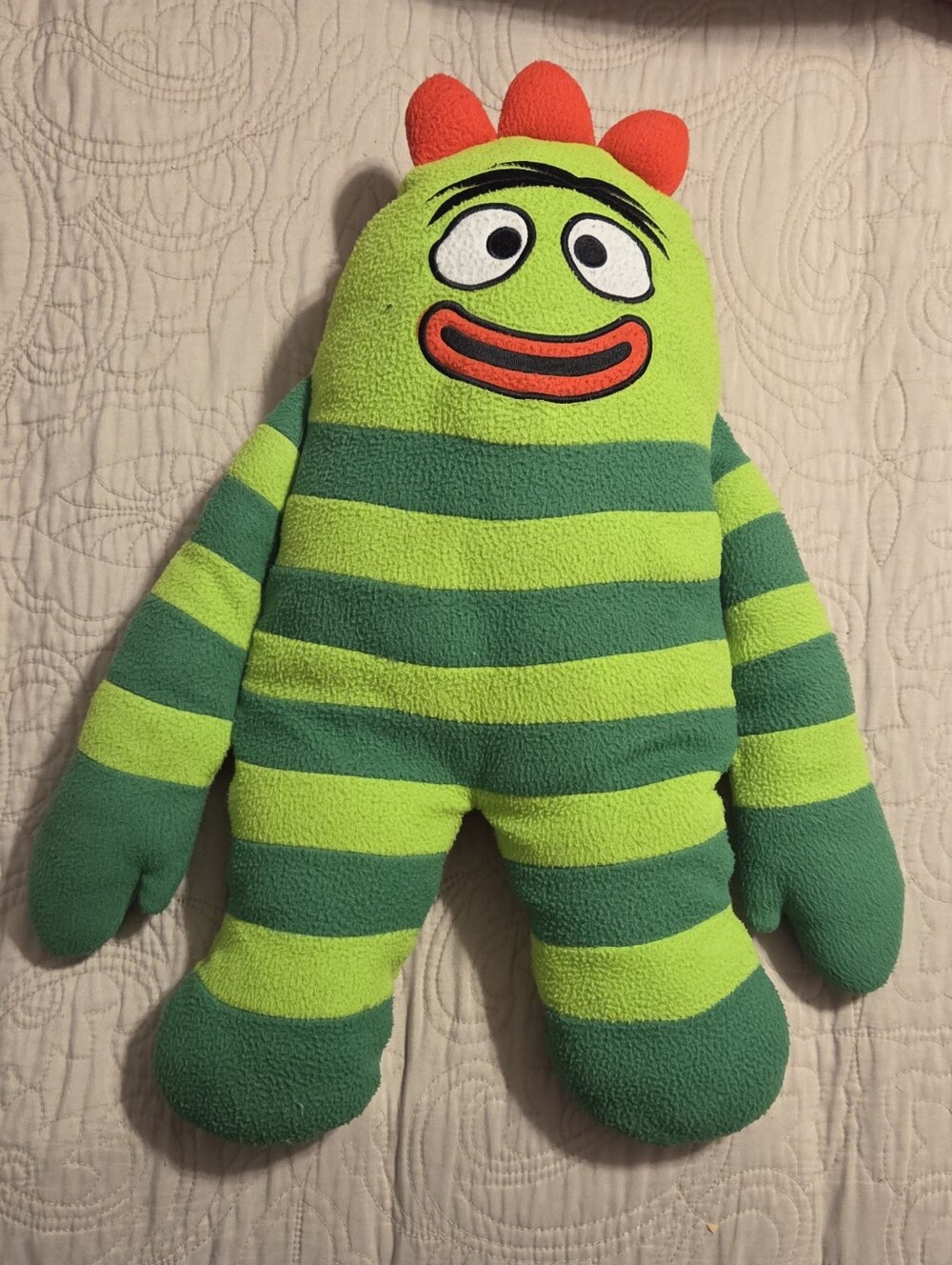 Vintage Green Striped Yo Gabba Gabba Brobee Plush 18"
